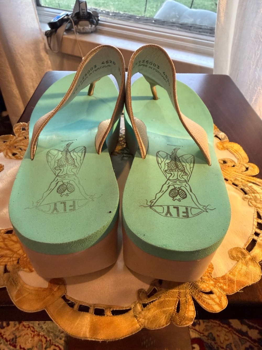 Fly London Aqua Footbed Tan Strap Flip Flop Sandals - Fly London - Picture 4 of 7